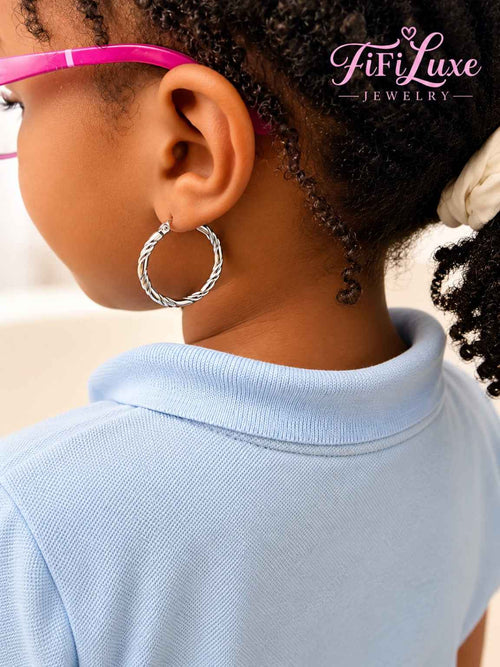 Sculpted Cable-Wire Stainless Hoops