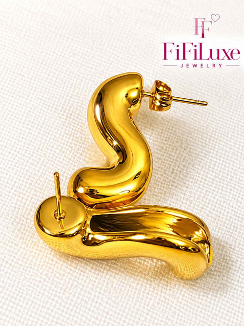 Sculpted S-Shape Stud Earrings
