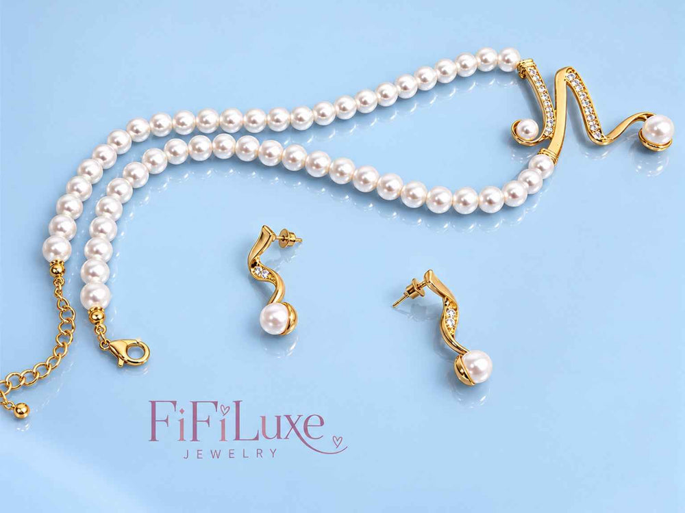 Celestia Gold & White Statement Set