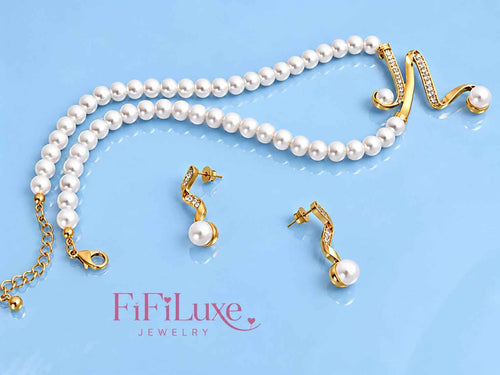 Celestia Gold & White Statement Set