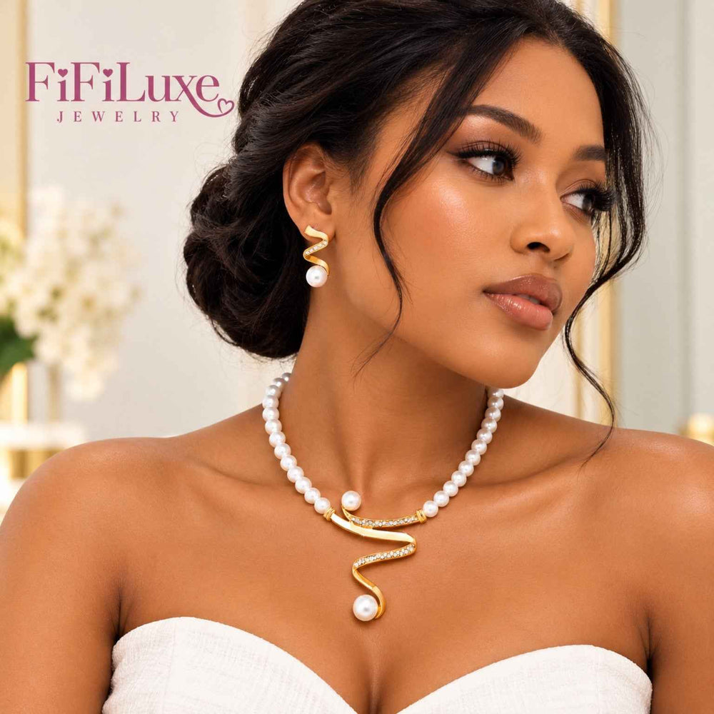 Celestia Gold & White Statement Set