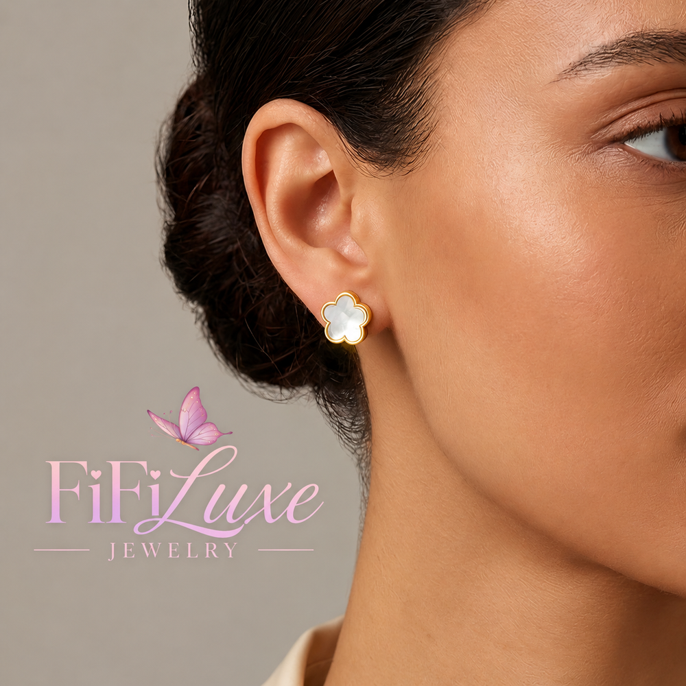 Clover Flower Stud Earrings - FiFiLuxe Jewelry