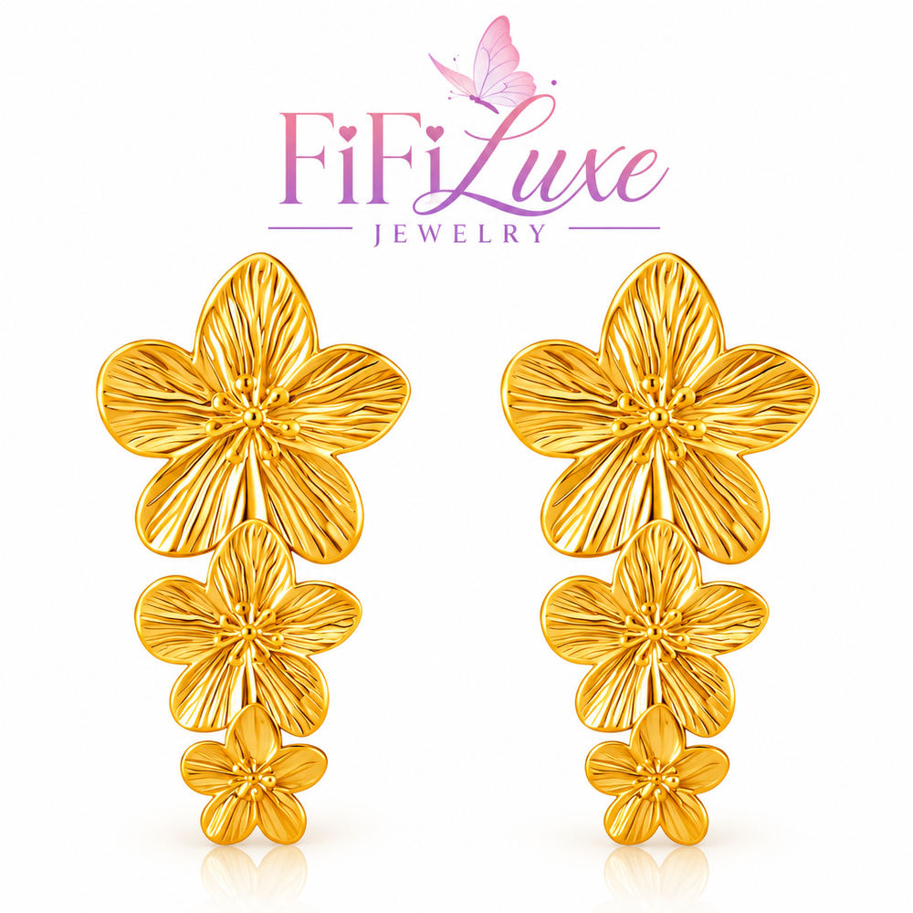 Flower Outline Stud Earrings - FiFiLuxe Jewelry