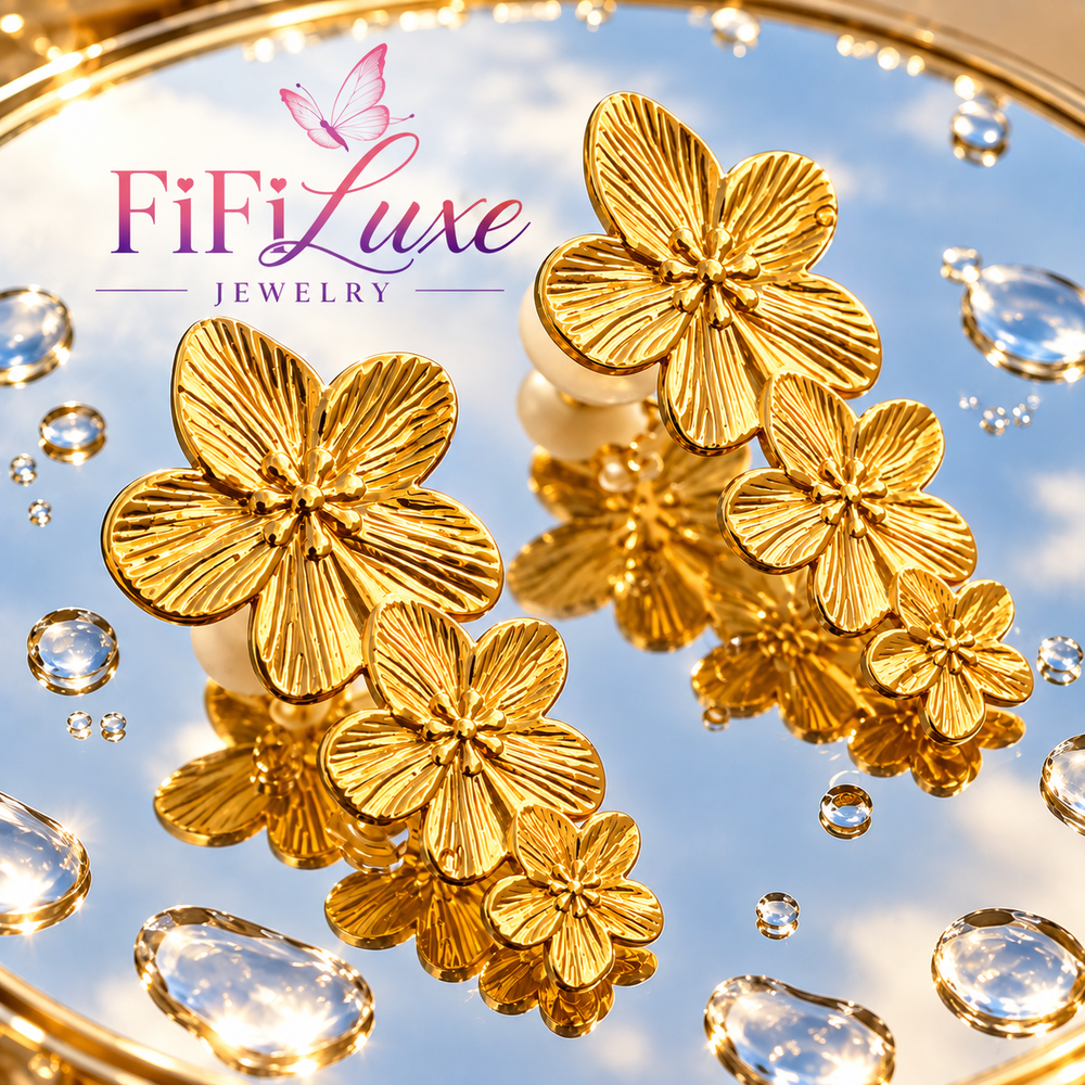 Flower Outline Stud Earrings - FiFiLuxe Jewelry
