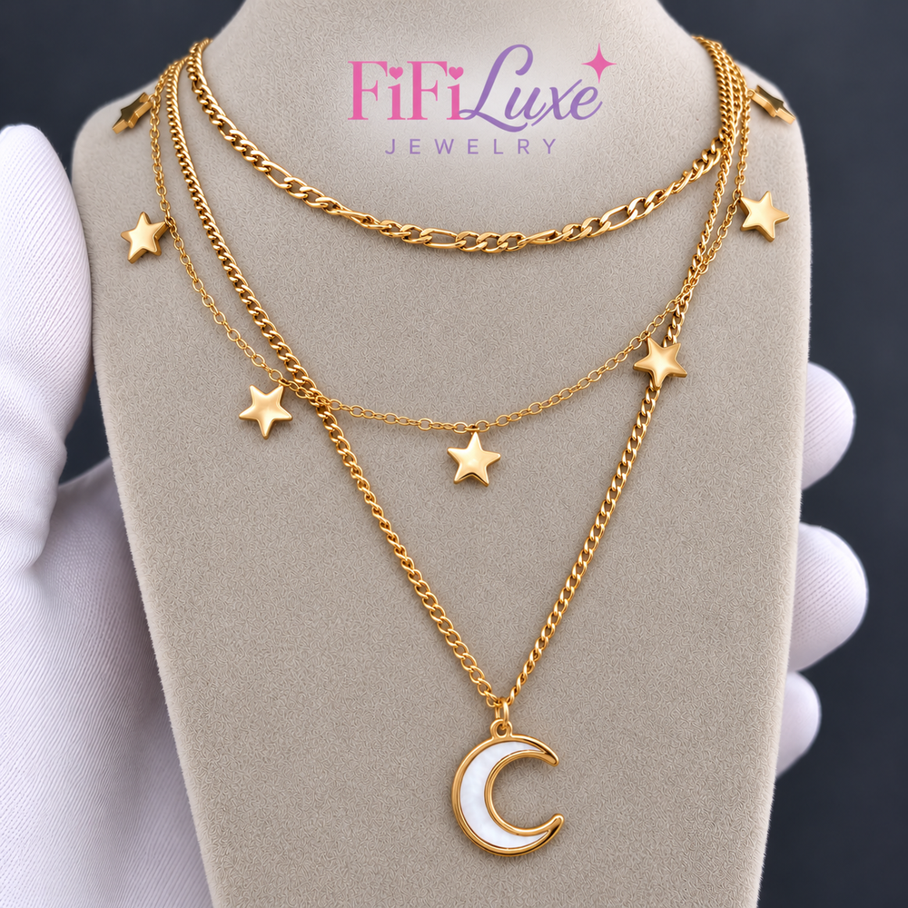 Crescent & Star Layered Necklace