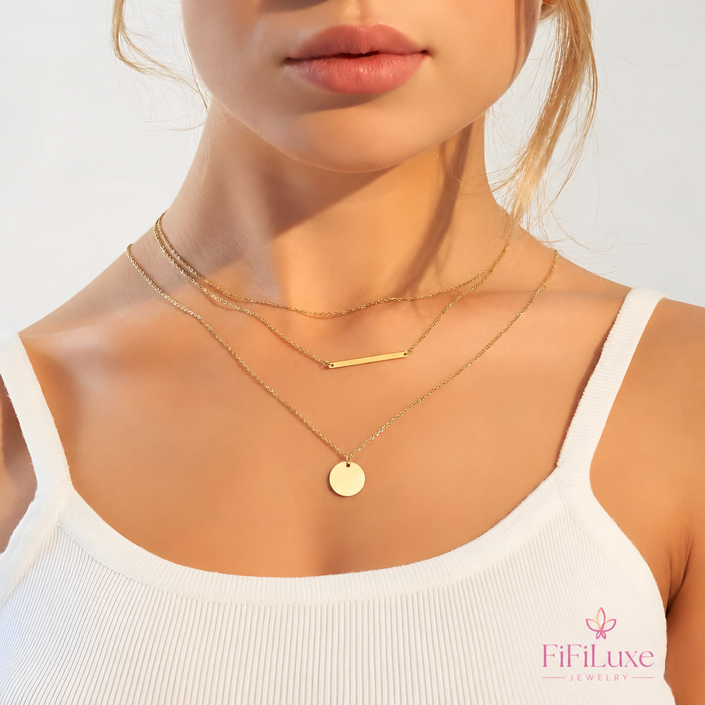 Bar & Disc Layered Necklace