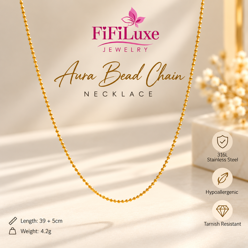 Aura Bead Chain Necklace — gold 316L stainless steel necklace