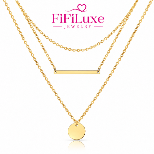Bar & Disc Layered Necklace - FiFiLuxe Jewelry