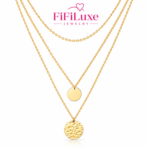 Double Disc Cascade Necklace - FiFiLuxe Jewelry