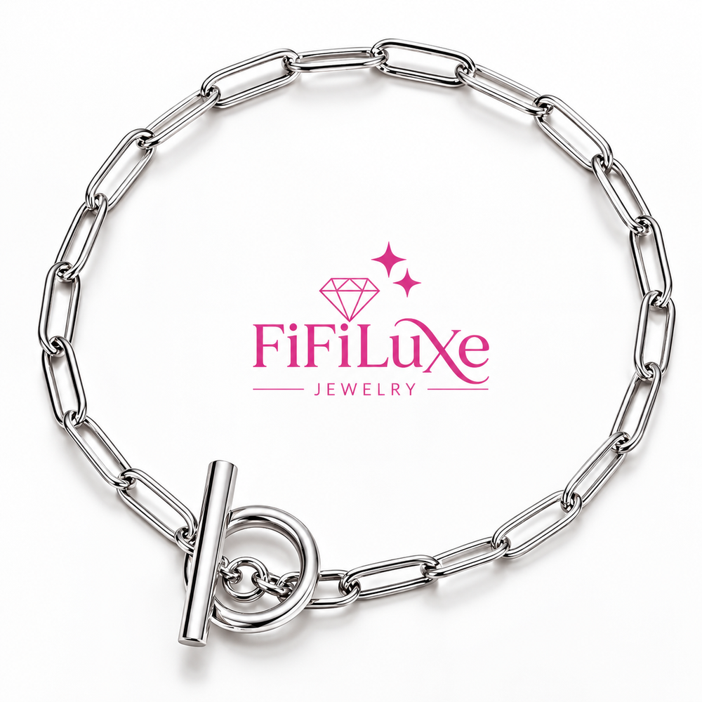 The Enny Link Bracelet silver variant, original FiFiLuxe-branded image