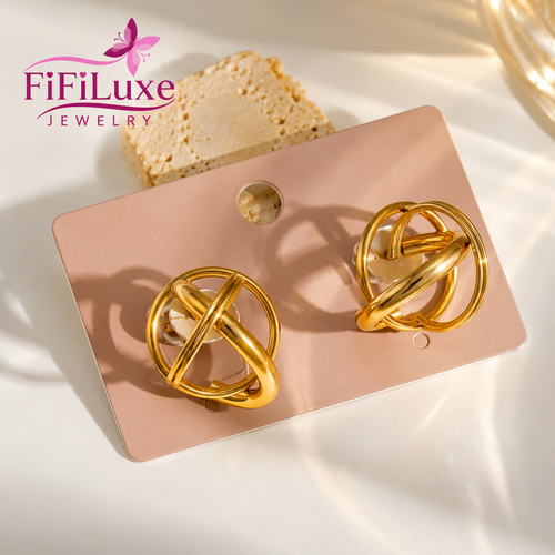 FiFiLuxe Luxe Knot Stud Earrings in gold