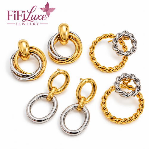 FiFiLuxe Sculpted Geometric Drop Earrings collection