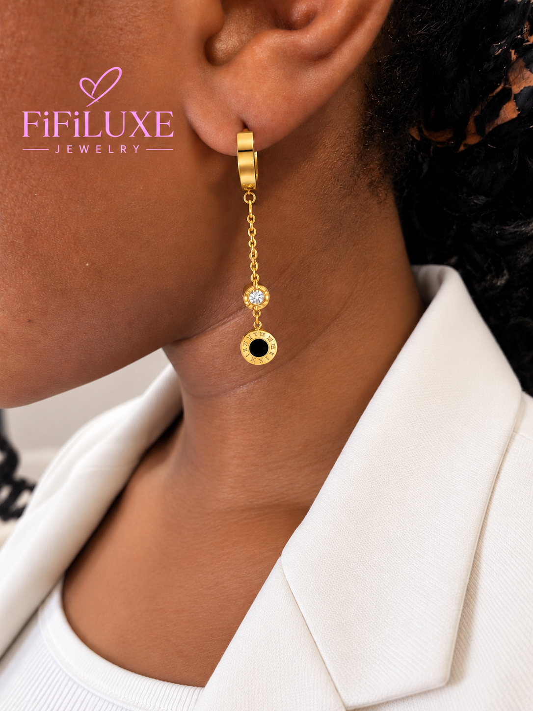 Roman Numeral Drop Earrings — image 2 of 4