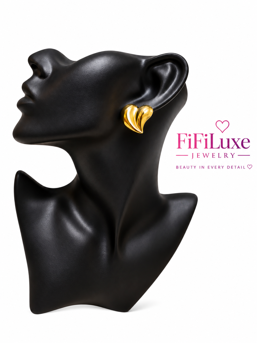 Sculpted Heart Studs — image 3 of 6