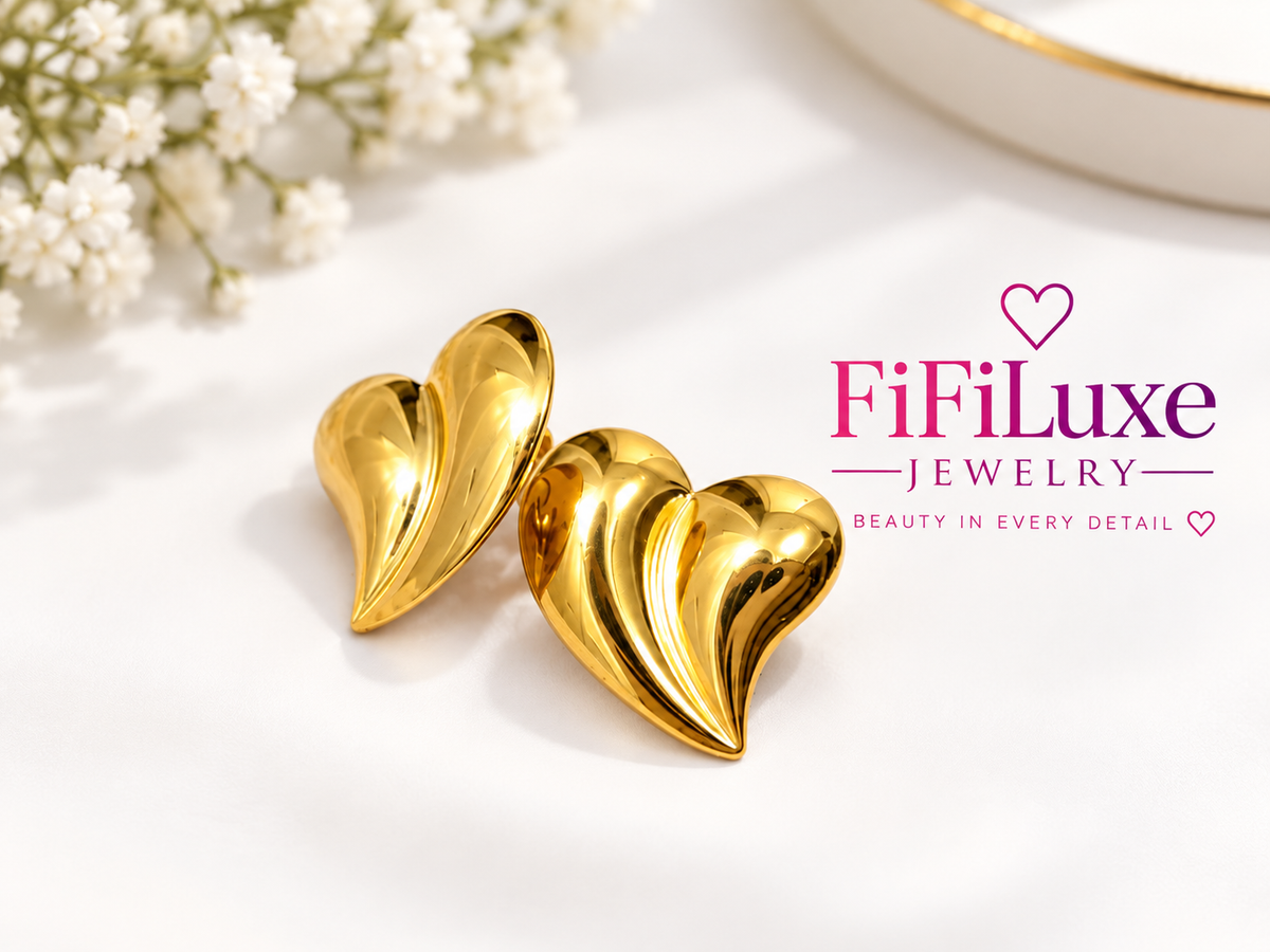 Sculpted Heart Studs — image 5 of 6