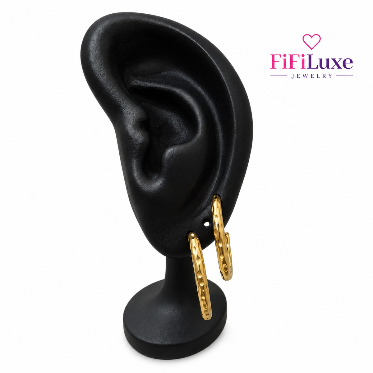 Textured U-Hoop Earrings — image 4 of 5