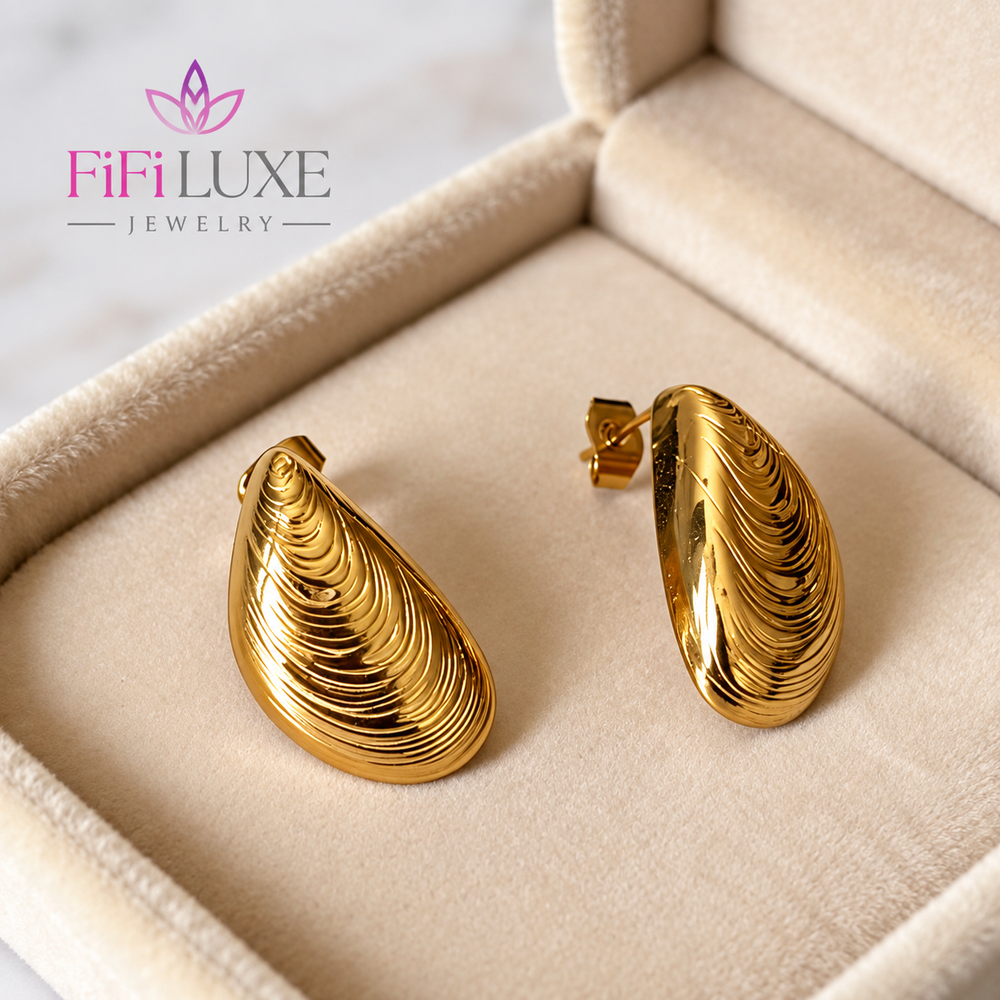 Seashell Ripple Earrings - FiFiLuxe Jewelry