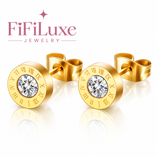 Chronos Gold Studs - FiFiLuxe Jewelry