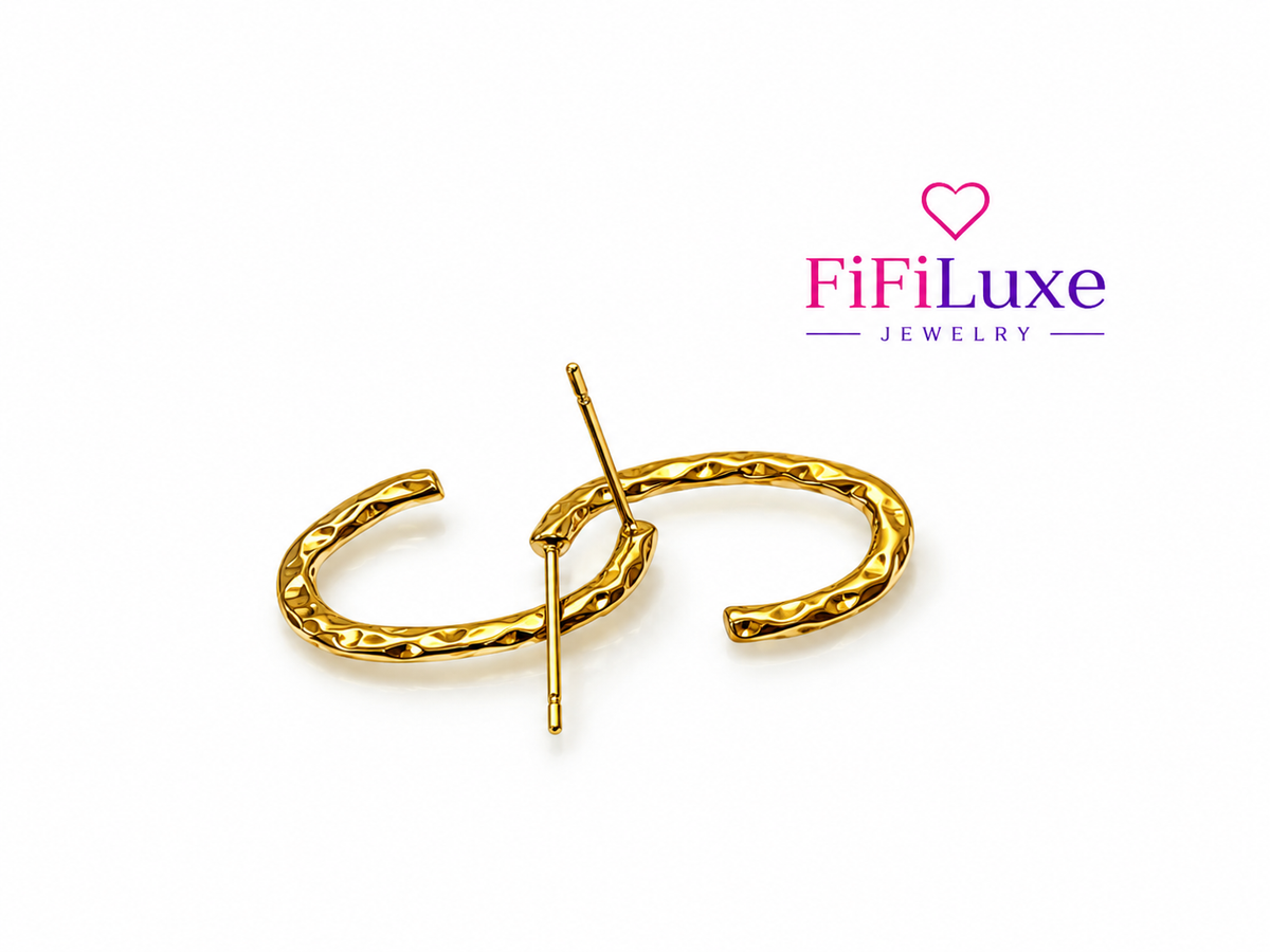Textured U-Hoop Earrings — image 2 of 5