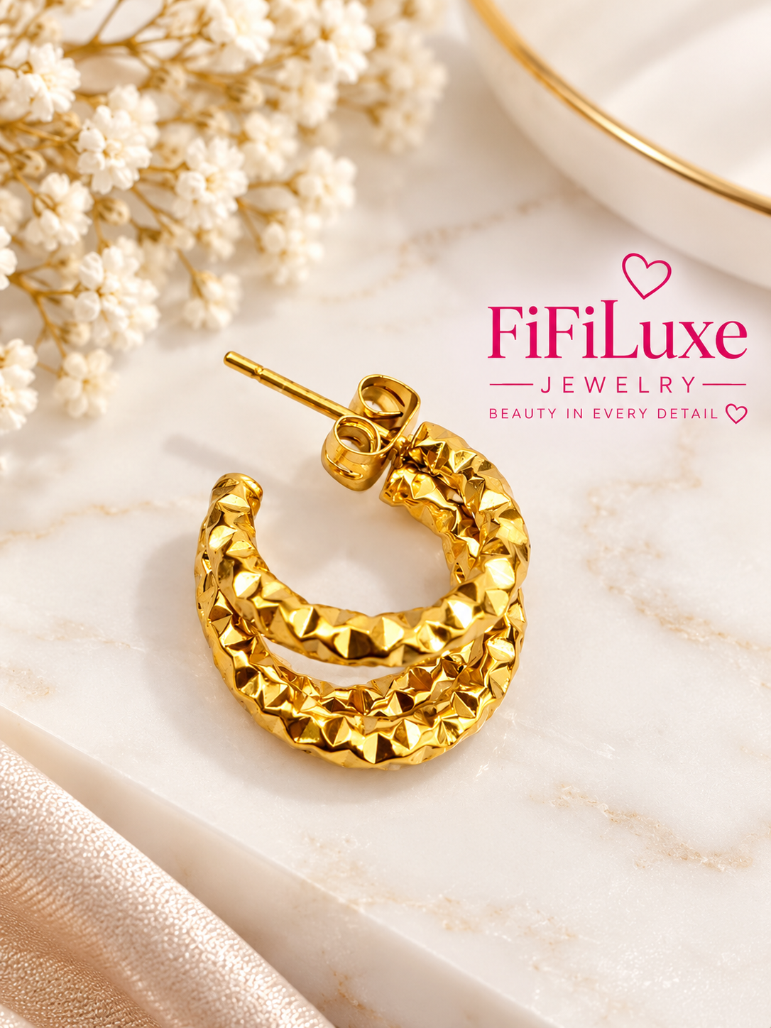Sculpted Leaf Hoops — image 1 of 5