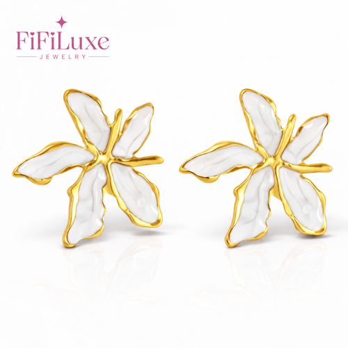 Golden Plumeria Earrings - FiFiLuxe Jewelry