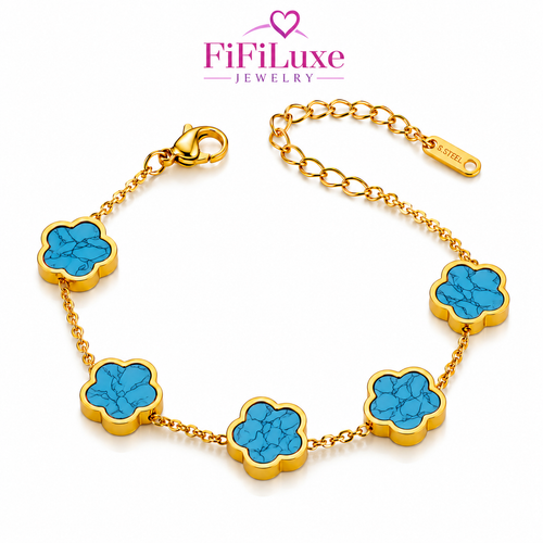 Flower Meadow Bracelet - Blue - FiFiLuxe Jewelry