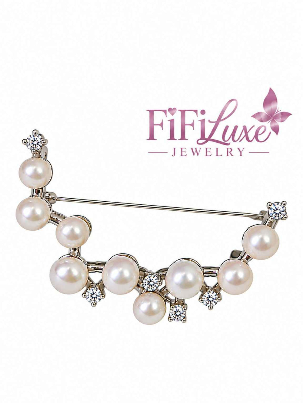 Moon Pearl Zircon Brooch