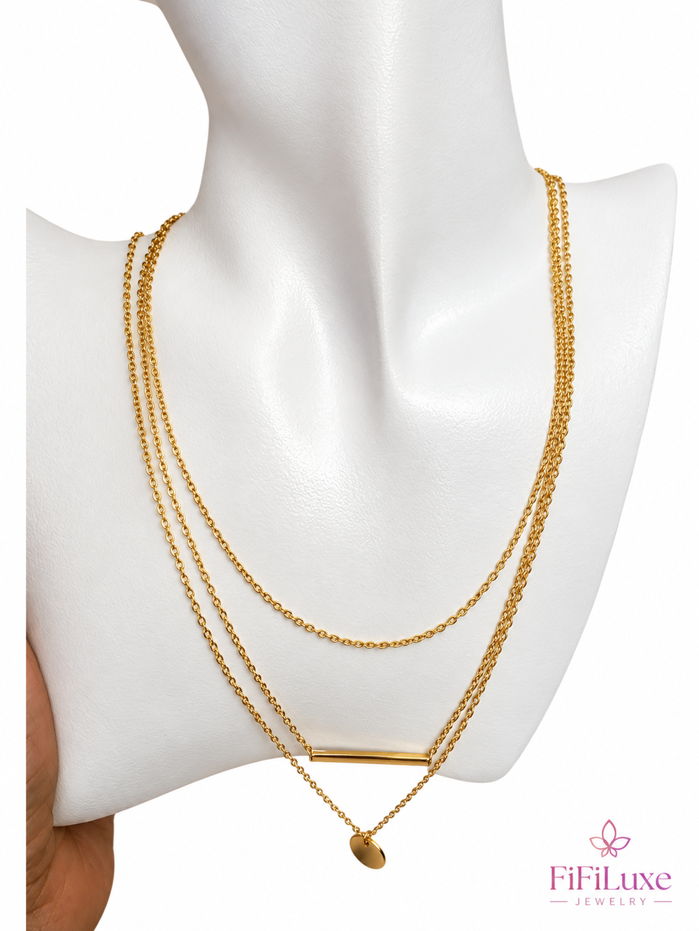 Bar & Disc Layered Necklace