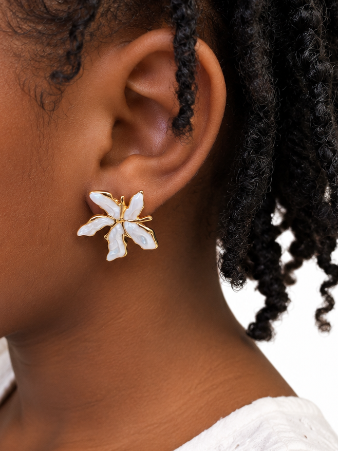 Golden Plumeria Earrings