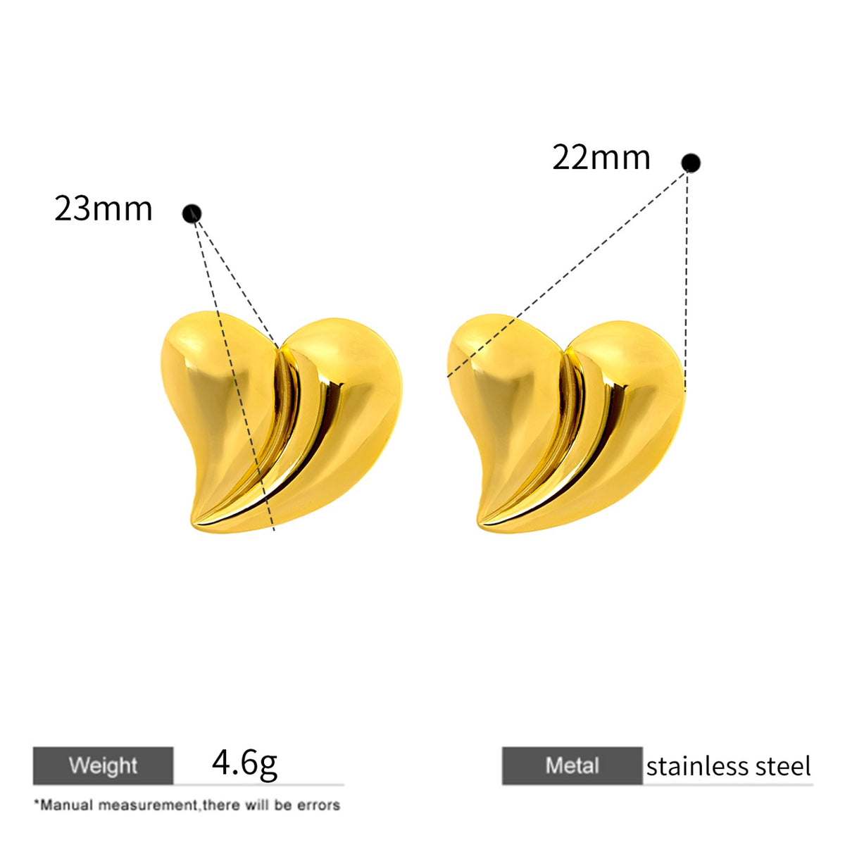 Sculpted Heart Studs size and weight — image 2 of 6