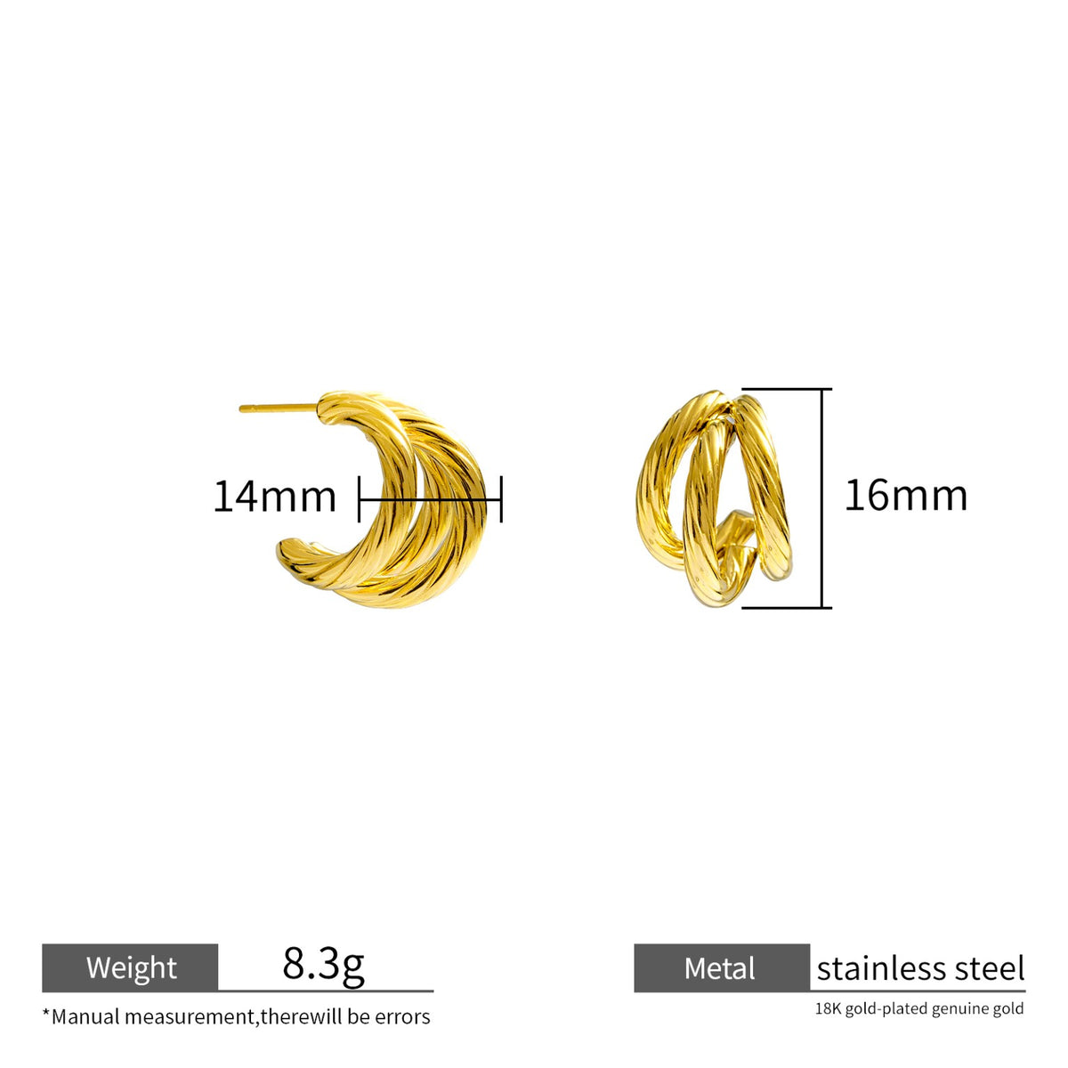 Sculpted Leaf Hoops size and weight — image 2 of 5