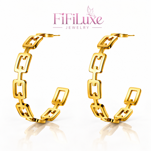 Textured Link Hoop Earrings – FiFiLuxe Jewelry